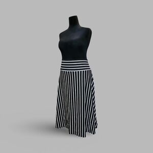 Bella Flore Striped Midi A-Line Skirt / Strapless Dress Punk Goth Rockabilly